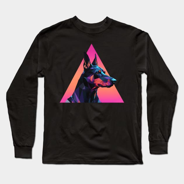 Synthwave Doberman Long Sleeve T-Shirt by NeonOverdrive